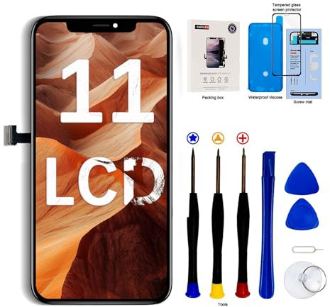 EFaith - Pantalla para iPhone 11 de repuesto 6.1 pantalla Full HD LCD táctil digitalizador Asamblea con kit de reparación completo, protector de pantalla, modelo A2111, A2221, A2223