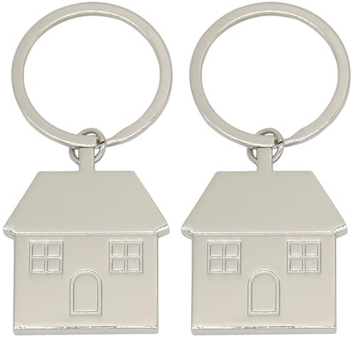 2 pezzi Carino metallo Portachiavi a forma di casa ciondolo regali per borsa e portafoglio