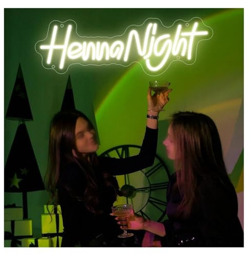 SHOUXI Sign Lamp Henna Night LED Neon Light Wedding Neon Signs for Bedroom Wall Decor Alphabet Sign Lamp Dimmable 13.2cm×40cm
