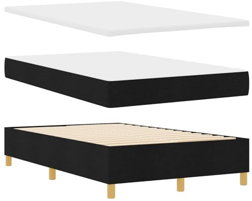 vidaXL Boxspringbett mit Matratze Schwarz 120 x 190 cm Stoff, Moderner Boxspring-Bett, rechteckiger Rahmen, stylisches Schlafzimmermöbel, bequem schlafen, langlebige Schaumstoffmatratze