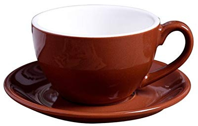 GBZXANG Modernes Keramik-Kaffeetassen-Set, einfache Cappuccino-Tassen für Latte, Mokka, Kaffeetasse mit Untertasse, Braun, 220 ml
