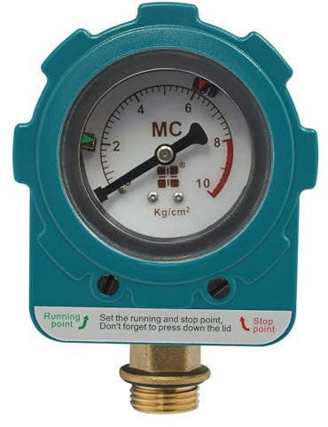 1/2 Druckminderer 220V Druckregler Kompressor 1.5kw Ruckregelventil 150PSI mit Manometer, 0-10 bars Wasserpumpe Druckschalter Druckschaltventil für Luftverdichter Pumpen Strahlpumpen Gartenpumpe