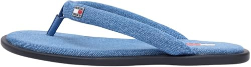 Tommy Jeans Damen Flip Flops Padded Denim aus Baumwolle, Blau (Denim), 36
