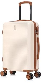 CELIMS - Valise Cabine 55x35x25 Rigide ABS Légère | Bagages Cabine Avion Enfant et Adulte pour Week-End et Déplacements d’Affaires | Crème