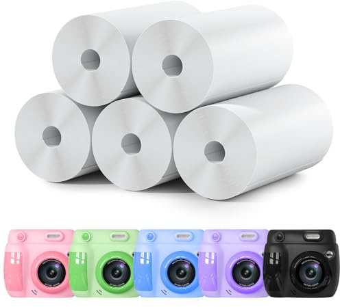5 Rouleaux de Papier d'impression pour Appareil Photo pour Enfants, Papier Thermique à Impression Instantanée, Papier de Recharge pour Appareil Photo Enfants(pour modèle H6)