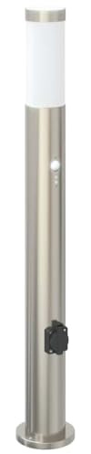 vidaXL Pollerleuchte mit Sensor&Steckdose 80 cm Edelstahl IP44