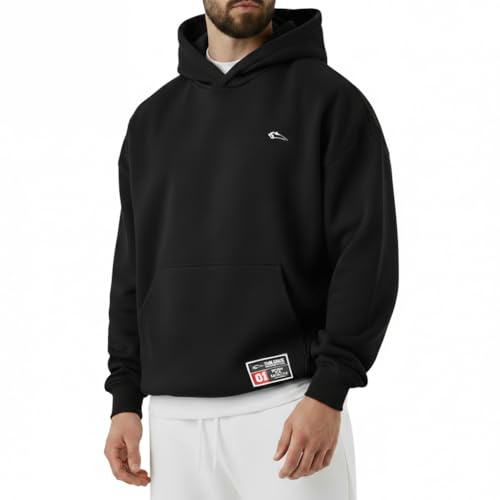 SMILODOX Hoodie Herren Rayk, Kapuzenpullover mit Logo auf Brust und großem Rückenprint, Pulli Kängurutasche, Bündchen weicher Stoff, sportlicher Sweater für Alltag, Freizeit und Streetstyle