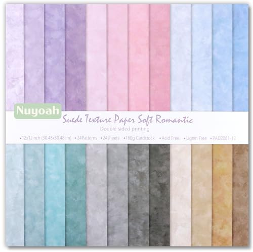 Nuyoah Scrapbooking Papier Scrapbook Zubehör 24 Blat Buntes Doppelseitiges 12 inch Junk Journaling Zubehör Collage Hintergrund Dekorative für Karten Basteln und zum Basteln DIY Dekoration