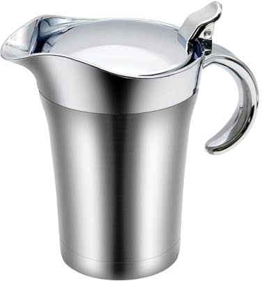 Amestar 25 Oz Stainless Steel Thermal Gravy Boat with Lid, Double Insulated Gravy Sauce Jug for Party, Family Dinner, Thanksgiving, Halloween, Christmas, Premium Kitchen Gadgets