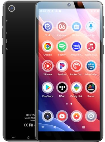 Oilsky 128GB MP3 Player with Bluetooth and WiFi, Android 13.0, 5.5 HD Touchscreen, 13MP Camera, Preloaded Spotify, Pandora, 1TB Expandable & Parental Controls