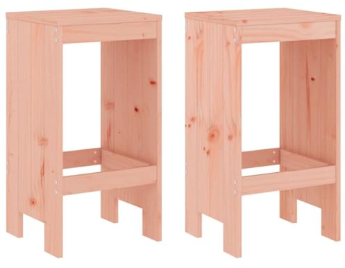 HETFTJN Set of 2 Douglas Fir Wood Outdoor Bar Stools