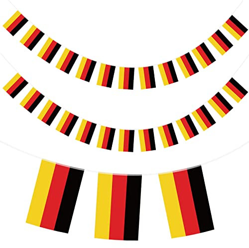 G2PLUS 11M Guirnalda de Bandera de Alemania Con 40 Banderas Europeas 14 x 21 cm para Decoraciones de Bares de Jardín