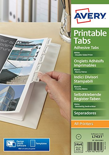 AVERY Zweckform Index Tabs, weiß, blanko