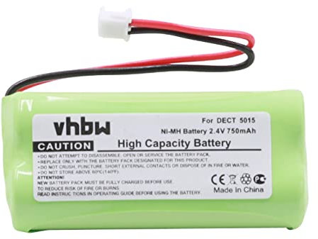 vhbw Batterie Compatible avec Audioline DECT 5015 téléphone Fixe sans Fil (750mAh, 2,4V, NiMH) - Remplacement pour 08C/CP18NM, BC101276
