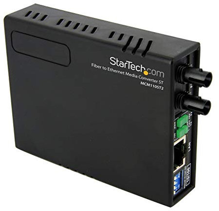 StarTech.com MCM110ST2EU - Conversor de Medios Ethernet 10/100 RJ45 a Fibra óptica multimodo, Negro