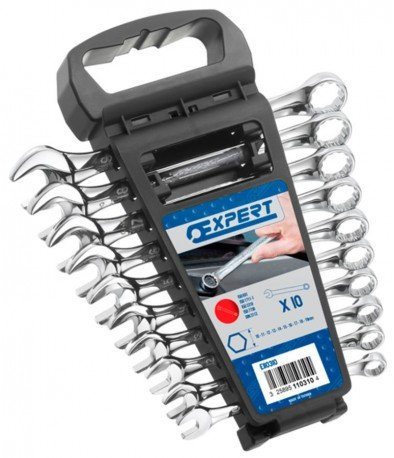 E110310 BRITOOL SET OF 10 METRIC COMBINATION SPANNERS ON RACK 10-19MM