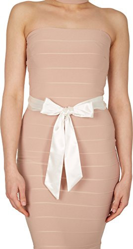 BlackButterfly Hochzeit Bogen Band BrautjungfernabschlussballSatin-Schärpe Gürtel (Elfenbein, 10W / 175L)