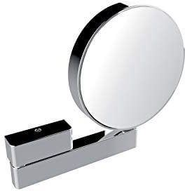 Emco Universal Kosmetik- und Rasierspiegel am Gelenkarm, runder Kosmetikspiegel zur Wandmontage, Vergrößerungsspiegel (3-/7-fach) ohne Beleuchtung, Chrom