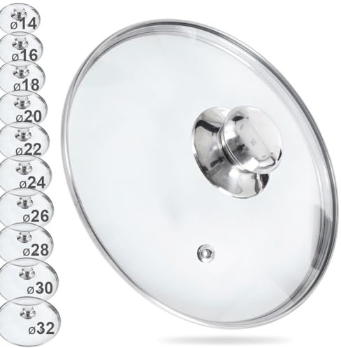 orion group - Glasdeckel mit Edelstahlring für Topf und Pfanne - Pfannendeckel - Topfdeckel - 200°C hitzebeständiges Glas - Universaldeckel - Pan lid - Ø 24 cm