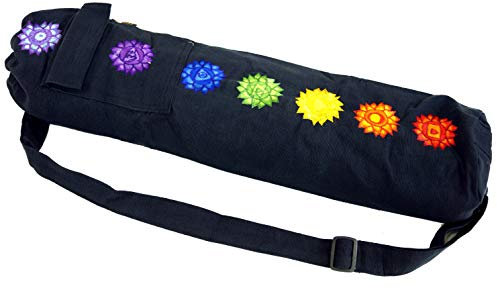 GURU SHOP Yogamatten-Tasche 7 Chakra - Schwarz, Unisex - Erwachsene, Baumwolle, 65x15x15 cm