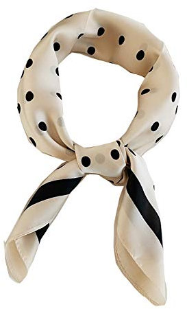 FONYVE Seiden-Gefühl, mittelgroß, quadratisch, Satin-Kopftuch für Damen, 70 x 69,8 cm, 10 Wellenpunkte, Beige, Medium