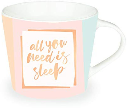 Grafik-Werkstatt Kaffee-Tasse mit 100% Echtgold | Porzellan Tasse | 420 ml | all you need is sleep, Rosa, 61323