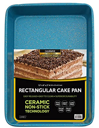 casaWare Ultimate Series Kuchenform aus Keramik, Antihaftbeschichtung, rechteckig, 33 x 22,9 x 5,1 cm, Blau Granit