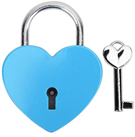 Vorhängeschloss, Metall Herzschloss mit Schlüssel, Metallschloss für Gepäck Tagebuch Buch Schmuckschatulle(Blau)