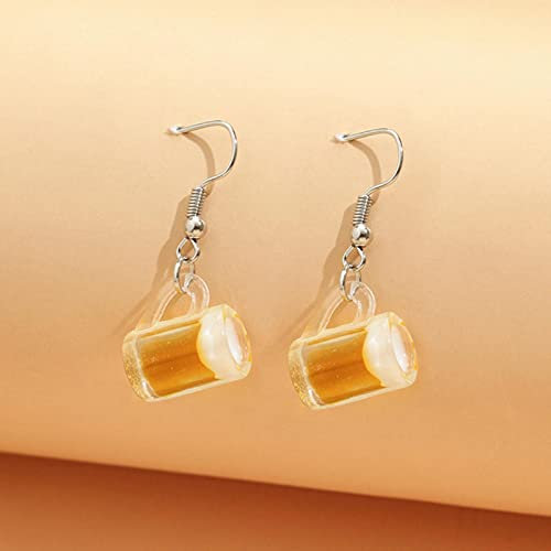 SALAN 2 Paare Ungewöhnliches Bier Weinglas Mini Neuheit Ohrringe Für Frauen Lustige Harz Aussage Mode Lustig Seltsam Ohrring Cool Kreative Kleine Ohrring Geometrie Schmuck