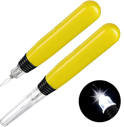 WILLBOND 2 Pieces LED Needle Threaders Sewing Machine Wire Loop Tool | Illuminated in Light, Plastic Loop for Hand Machine Stitch, Embroidery Floss Yarn Crafts Use, Assists DIY Sewing Work