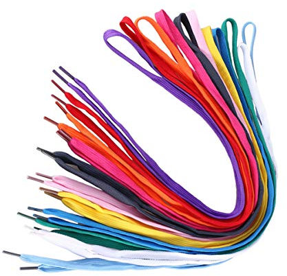 Healifty 12 pares de cordones planos de color para zapatos de repuesto para zapatos casuales para zapatillas de deporte, zapatos de skate y zapatos de lona (colores mezclados 110 x 0, 8 cm)