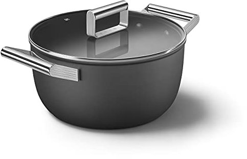 Smeg Schmortopf mit Deckel, 24,1 cm, Schwarz, 5 l
