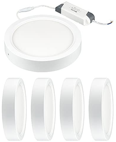 Plafón LED Lámpara de Techo Moderno redondo LED 18W 24W 4200K 6000K superficie para Cocina Sala de estar Dormitorio Pasillo Comedor (4200K, PACK 5 Circular-18W)