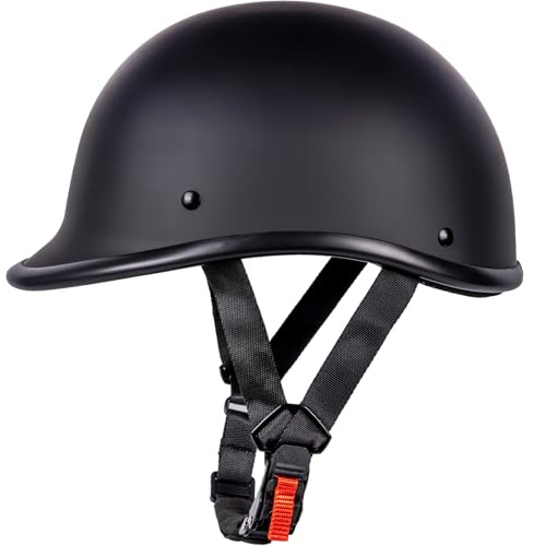 Yesmotor Motorcycle Helmet Half Shell Hawk Style Helmets Compact Lightweight Open Face for Motorcycle Street Bike Cruiser Moped - DOT Approved (Matte Black,L)
