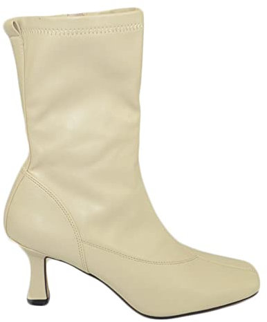 Malu Shoes Stivaletti tronchetti donna pelle rosa punta quadrata effetto calzino tacco a spillo basso 5 cm c moda morbido tendenza (36 EU)