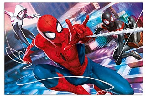 Grupo Erik Marvel Poster - Marvel Spiderman Peter, Miles & Gwen Poster - Kunstdruck - Deko Wohnzimmer oder Deko Schlafzimmer - Größe : 61 x 91, 5 cm - Marvel Fanartikel - Offizielle Lizenz
