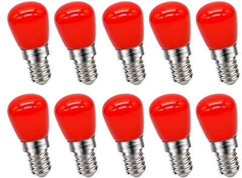 Ruiandsion E14 Bombilla LED 220V Repuesto para Nevera Campana extractora, Rojo (Pack de 10)