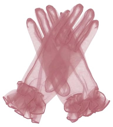 QRBTSCL Gants en tulle à volants pour femme - Gants de fête de mariage - Gants courts de bal de fin d'année, de soirée