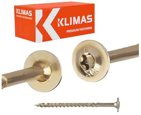 KLIMAS Tellerkopf Torx Holzschrauben 8x140mm TX40, 25 Stück