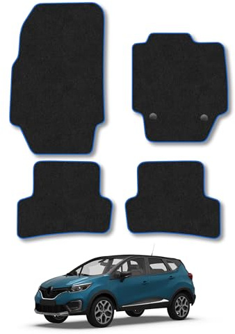 Renault Captur (2013-2020) Carpet Car Mats | Blue Edge Trim Tailored Fit Floor Mats Full Coverage Protection Accessories Easy Clean Anti Slip Made in the UK