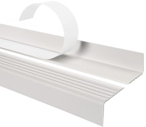 Quest Perfil autoadhesivo para bordes de escaleras 40x25mm ND – Protector antideslizante de PVC – Blanco, 80cm
