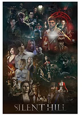 RIELLI Silent Hill Downpour Spiel 5 Leinwand-Poster, Wandkunst, Dekoration, Bild, Gemälde für Wohnzimmer, Schlafzimmer, Dekoration, Rahmen: 30 x 45 cm