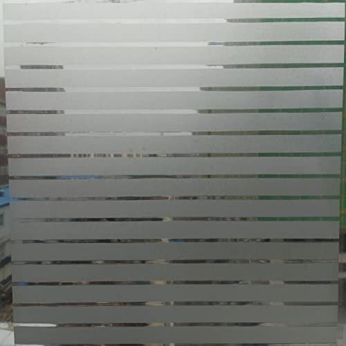 FENTIS Privacy Window Film Decorative Blinds Window Sticker Frosted Static Cling Window Glass Film for Office and Home No Residue UV Prevention Horizontal Stripes 44.5x200cm