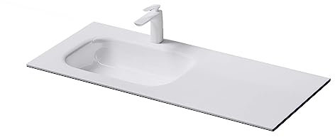 Mai & Mai Waschbecken Einbauwaschbecken Doppelbecken Mineralguss Waschtisch Waschplatz große Ablagefläche rechteckig Breite: 100cm Col04