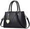 FOLOVEYA Mode Damen Handtasche Elegant Henkeltaschen Frauen mit Herzanhänger PU Leder Umhängetasche Shopper Top-Griff Taschen Schultertasche für Arbeiten Reisen Schule Tote Bag Schwarz