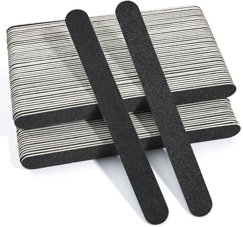 Limas de uñas finas para uñas, limas de uñas de grano 100/180 para uñas naturales, herramienta de manicura y pedicura para uso doméstico y salón, 100 unidades