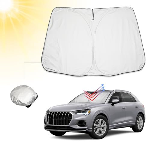 BIBIBO Audi Q3 F3 8U Cubierta para parabrisas delantero compatible con Audi Q3 F3 MK2 2019-2024 Parasol para parabrisas delantero plegable Parasol contra rayos UV