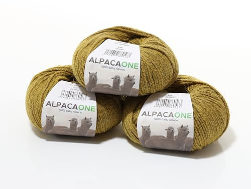 150 Gramm 100% Baby Alpaka Wolle 112m 4-4,5 Nadelstärke Nm 4/9 Strick-Häkel Garn Strickwolle, Farbe: Senfgelb