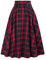 Generic Jupes Femme Impression Carreaux, Jupe Mi-Longue Vintage-Jupe Plissée Chic et Elegant Grande Taille Swing écossaise Jupes de Mode A-Line Rétro Loisirs Polyvalent Tendance Jupe