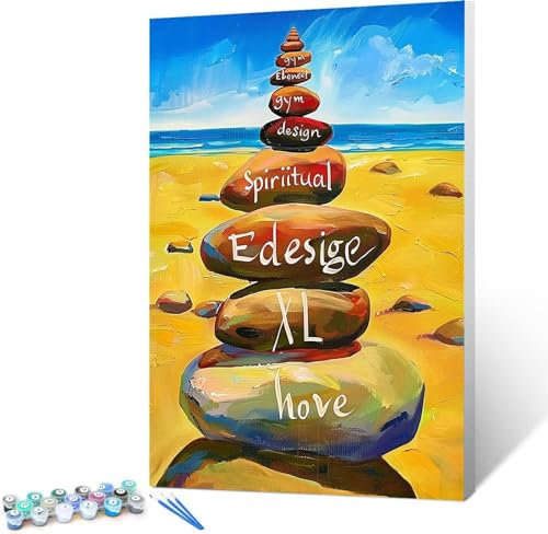 Malen Nach Zahlen Für Kinder Mädchen Und Erwachsene Felsen, Fitnessstudio DIY Handgemalt Ölgemälde Kit für Anfänger, Home Haus Deko Bastelset, Urlaubs und Geburtstagsgeschenk 60x80cm (mit Rahmen)